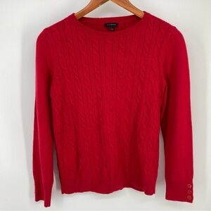 Talbots Women's Cable Knit Sweater Size L Lambs Wool Blend Red Quiet Luxury Cozy